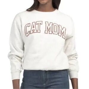 NWT U.S. Vintage Cat Mom Crewneck Sweatshirt XL Beige Brown Writing KITTY Cats